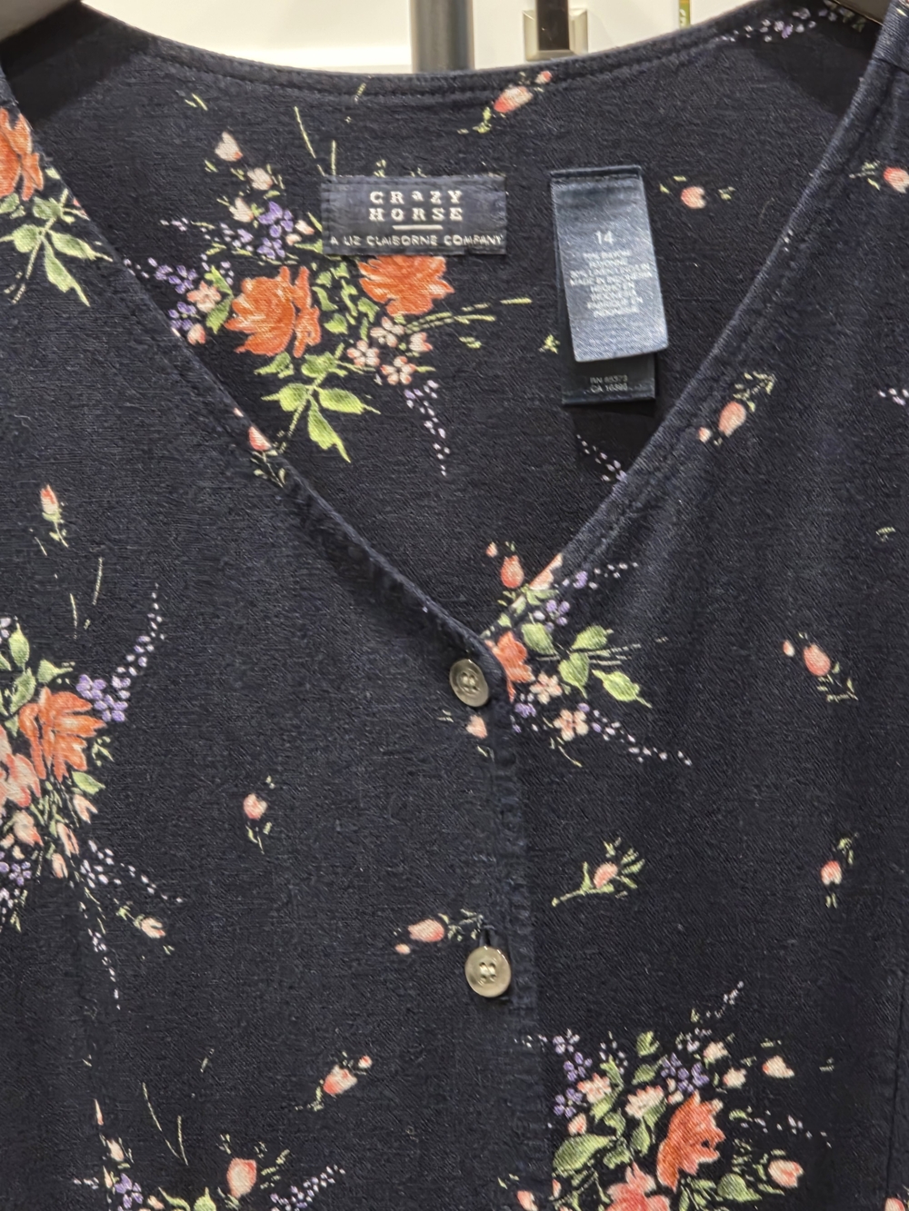 Liz Claiborne Navy Floral Maxi Dress with Button Front - Picture 3 of 10